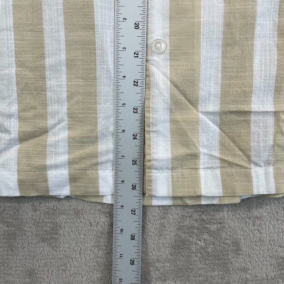 Todd Snyder Summerweight Camp Shirt Men Medium Khaki Striped Loop Collar NWT - Picture 7 of 8